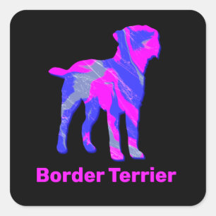 Grenz Terrier Dog Hot Pink & Blue Quadratischer Aufkleber