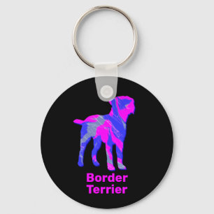 Grenz Terrier Dog Hot Pink in blau Schlüsselanhänger