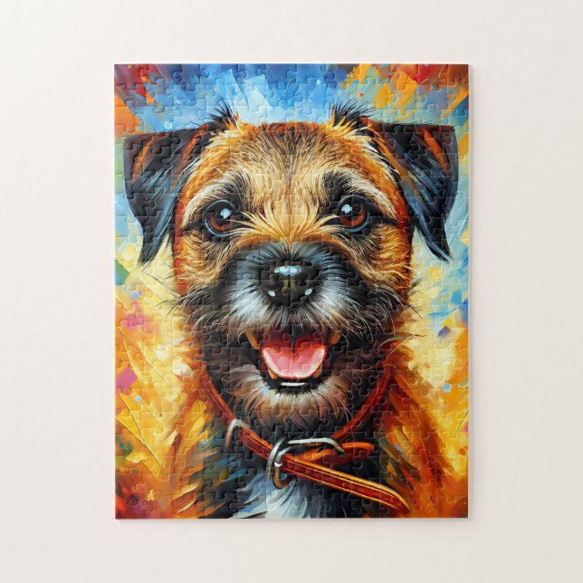 Grenz Terrier Dog Portrait Akrylkkunstdruckhund (Vertikal)