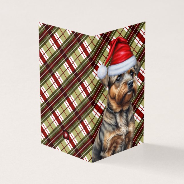 Grenz Terrier Dog Red Green Holiday Kariert (Vorderseite)