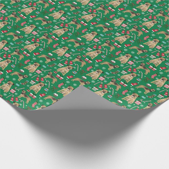 Grenz Terrier Hund Weihnachten Geschenkpapier (Ecke)