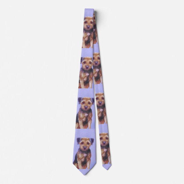 Grenz-Terrier-Malerei - Niedliche Original-Hunde-K Krawatte (Vorderseite)