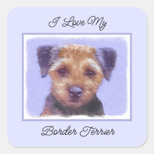 Grenz-Terrier-Malerei - Niedliche Original-Hunde-K Quadratischer Aufkleber