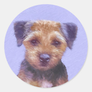 Grenz-Terrier-Malerei - Niedliche Original-Hunde-K Runder Aufkleber
