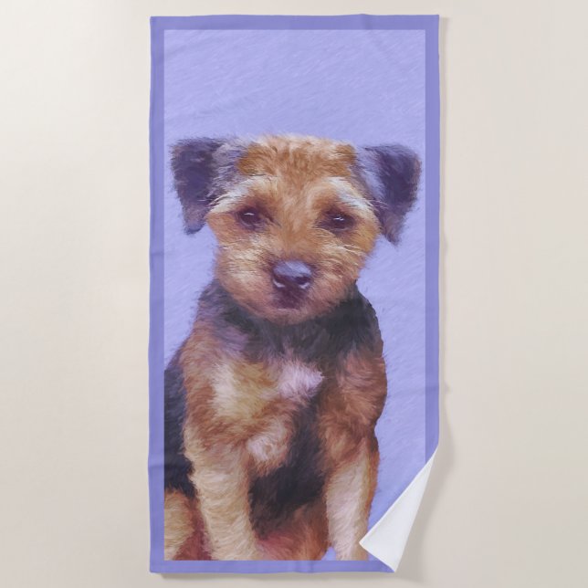 Grenz-Terrier-Malerei - Niedliche Original-Hunde-K Strandtuch (Vorderseite)
