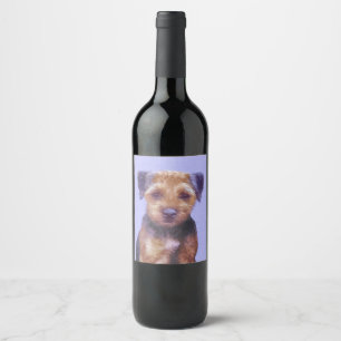 Grenz-Terrier-Malerei - Niedliche Original-Hunde-K Weinetikett