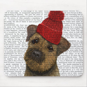 Grenz-Terrier mit Red Bobble Hat 3 Mousepad