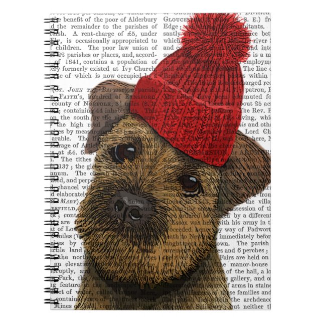 Grenz-Terrier mit Red Bobble Hat 3 Notizblock (Vorderseite)