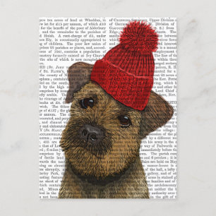 Grenz-Terrier mit Red Bobble Hat 3 Postkarte