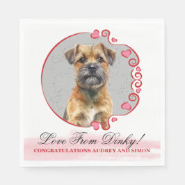 Grenz Terrier Red Heart Frame Hund Foto Serviette