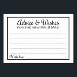 Grenzberatung und Wünsche für neue Frau Cards Tischnummer<br><div class="desc">Diese eleganten Hochzeitsratschläge und Wunschkarten sind die perfekte Ergänzung zu Ihrem Hochzeitsempfang. Dieses Design zeichnet sich durch eine klassische, schlichte schwarze Grenze mit dem Text "Ratschläge & Wünsche für den neuen Mr. und Mrs." aus, in einer Kombination aus kalligrafischen und einfachen schwarzen Schriftart. Die Karte bietet den Gästen Platz, um...</div>