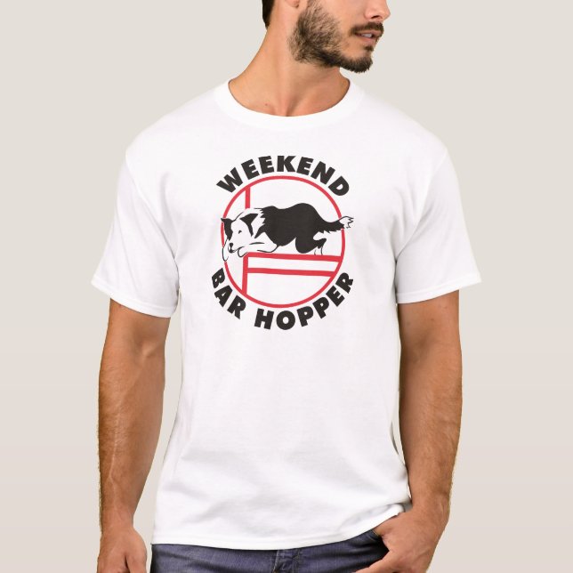 Grenzcollie-Agility-Wochenenden-Bar-Trichter T-Shirt (Vorderseite)