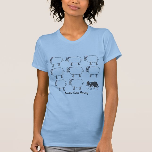 Grenzcollie, der Schaf-Damen-T - Shirt in Herden (Vorderseite)