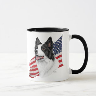 Grenzcollie mit der Flaggen-Tasse Tasse