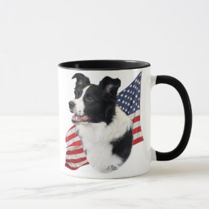 Grenzcollie mit der Flaggen-Tasse Tasse