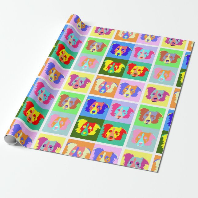 Grenzcollie-Pop-Kunst Geschenkpapier (Ungerollt)