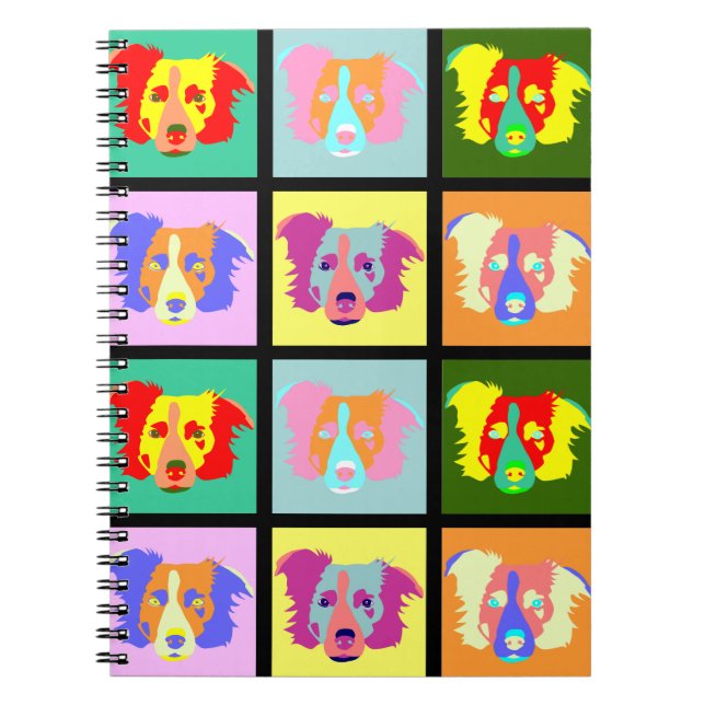 Grenzcollie-Pop-Kunst Notizblock (Vorderseite)