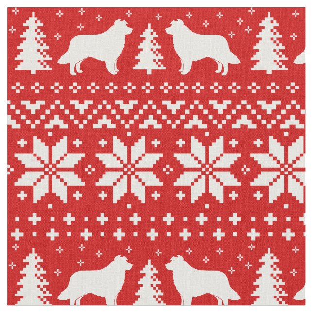 Grenzcollie-Silhouette-Weihnachtsmuster Stoff (Nahaufnahme)