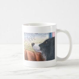 Grenzcolliehund wartete in Auto Kaffeetasse