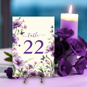 Grenze der violetten Blumen und Schmetterlinge Hoc Tischnummer