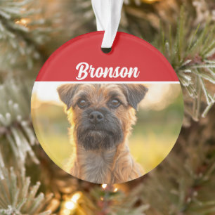 Grenze Terrier mit Name Foto Weihnachten Ornament