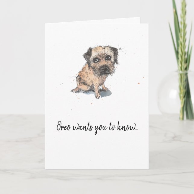 Grenze Terrier zeichnend, personalisierter Vater Karte (Vorderseite)