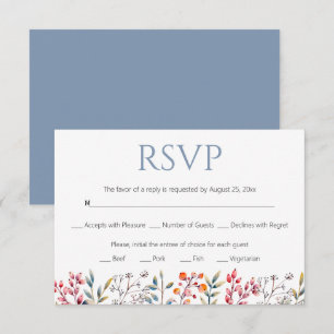 Grenze von Blätter und Beeren staubblaue Hochzeit RSVP Karte