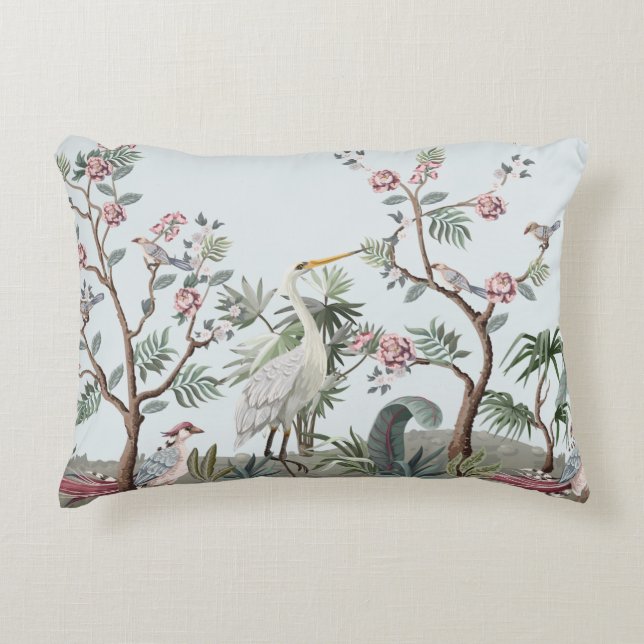 Grenzen in chinoiserie-Stil mit Storchen und Pie Dekokissen (Vorderseite)