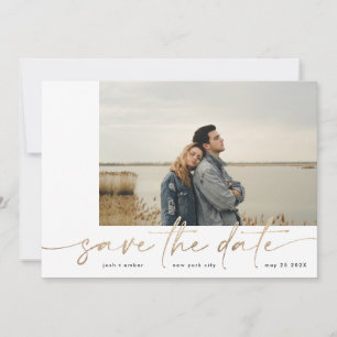 grenzenlos   Moderne, einfache Goldfolie aus weiße Save The Date