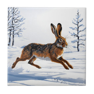Grenzenlose Hasenfreiheit im Schnee Fliese
