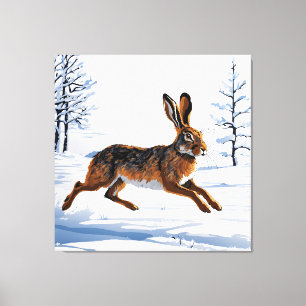 Grenzenlose Hasenfreiheit im Schnee Leinwanddruck