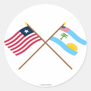 Grenzfahnen für Liberia und den Landkreis Cess Runder Aufkleber