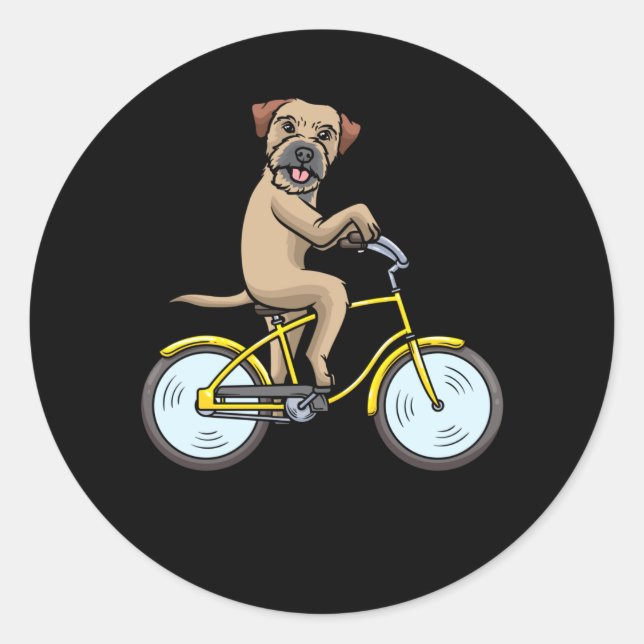 Grenzfahrerhund mit Fahrradfahrer Runder Aufkleber (Vorderseite)