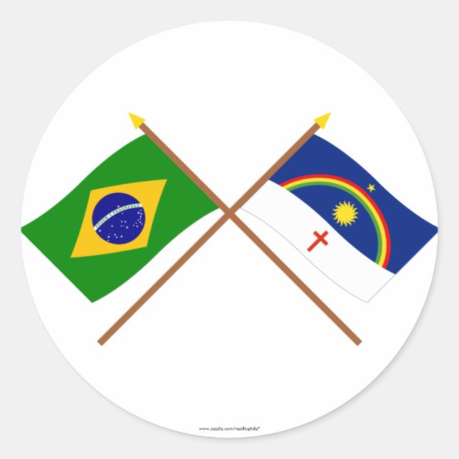 Grenzflaggen von Brasilien und Pernambuco Runder Aufkleber (Vorderseite)