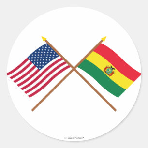 Grenzflaggen zwischen den USA und Bolivien Runder Aufkleber