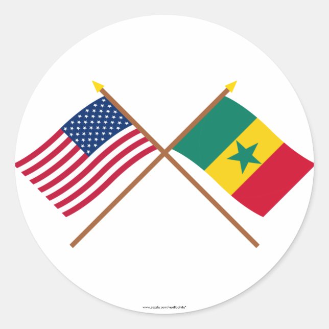 Grenzflaggen zwischen den USA und Senegal Runder Aufkleber (Vorderseite)