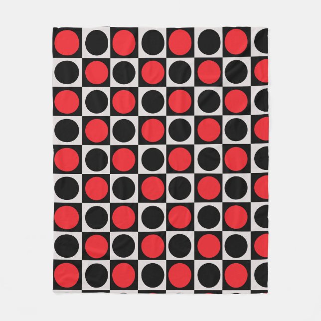 Grenzförmige rote Polka-Punkte mit gekreuzter Geom Fleecedecke (Vorderseite)