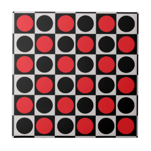 Grenzförmige rote Polka-Punkte mit gekreuzter Geom Fliese