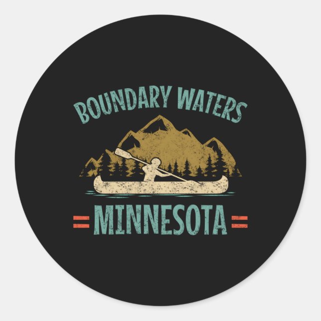 Grenzgewässer Canoe Minnesota Runder Aufkleber (Vorderseite)
