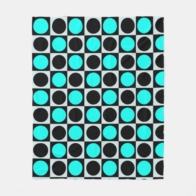 Grenzgezogene geometrische blaue Polka-Punkte Fleecedecke (Vorderseite)