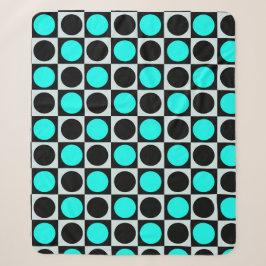 Grenzgezogene geometrische blaue Polka-Punkte Sherpadecke