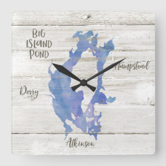 Grenzkontrollstelle Big Island Pond Clock für Lake Quadratische Wanduhr