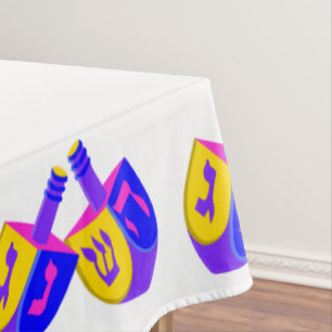 Grenzmuster-Spaß Chanukkas Dreidels bunter Tischdecke