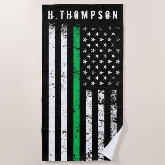 Grenzschutz| Park Ranger| Thin Green Line Flag Strandtuch (Vorderseite)