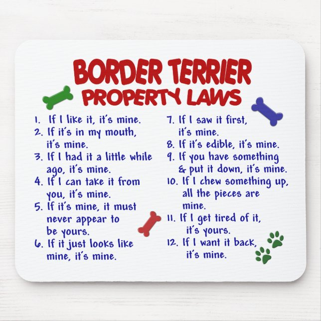GRENZTerrier-Eigentums-Gesetze 2 Mousepad (Vorne)