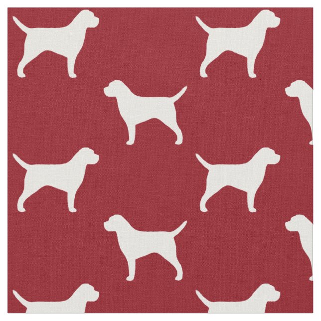 Grenzterrier-Silhouette-Muster-Rot Stoff (Nahaufnahme)