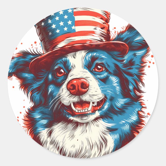 Grenzübergang mit amerikanischer Flagge Runder Aufkleber (Vorderseite)