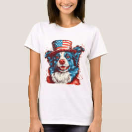 Grenzübergang mit amerikanischer Flagge T-Shirt