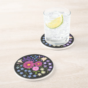 Grès Bouquet de fleurs avec dessous de verre en pierre 