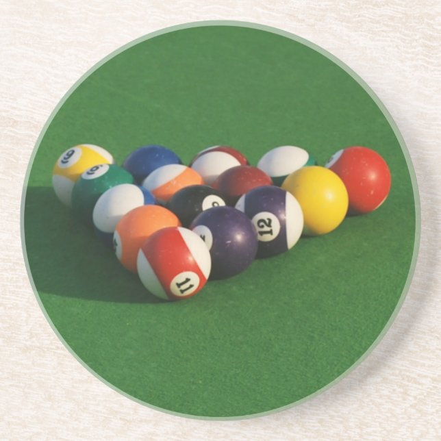 Grès Dessous de verre de boules de billard en rack (Devant)